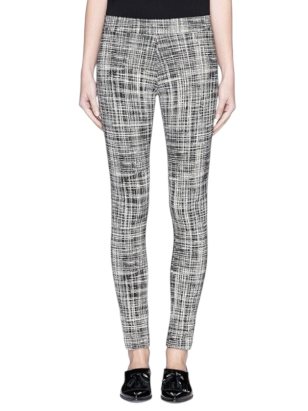 Theory Adbelle K Black & White Grid Print Stretch Leggings - S
